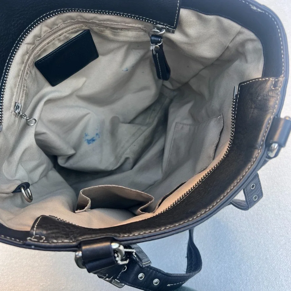 COACH Y2K Black Pebbled Leather Shoulder Bag Purse 2010 Tote F13089